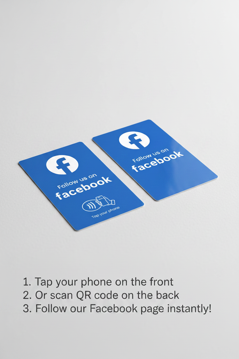 Facebook Follow NFC Card with Instructions