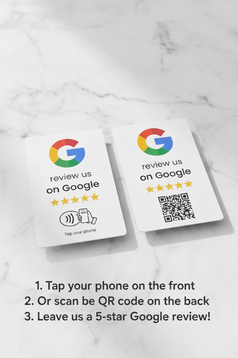 Google Review NFC Card with Instructions