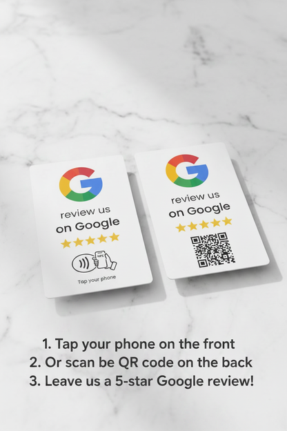 Google Review NFC Card with Instructions